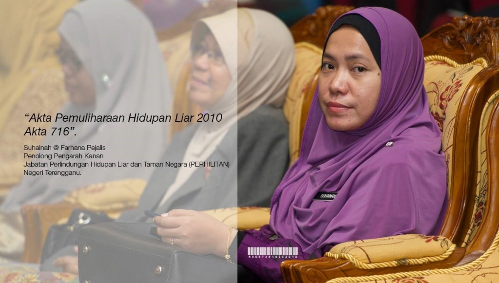 Taklimat Akta Pemuliharaan Hidupan Liar 2010 (Akta 716) yang disampaikan oleh Pn. Suhainah @ Farhana binti Pejalis, Penolong Pengarah Kanan Jabatan Perhilitan Negeri Terengganu.